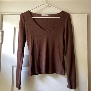 Project Social Tee Long Sleeved Rib V-neck tee